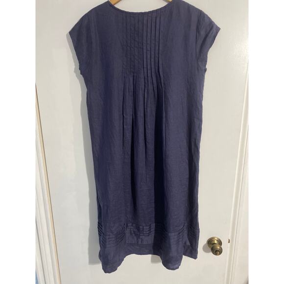Sundance Viv day dress women's S blue 100% linen oversized lagenlook minimalist - Picture 4 of 5